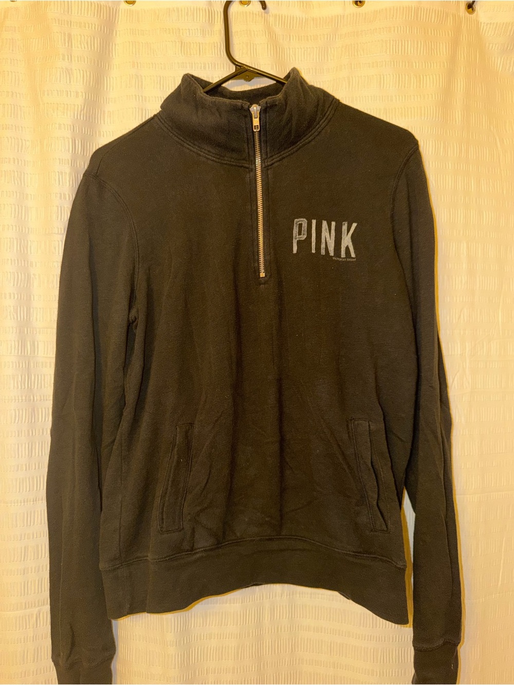 PINK Victoria's Secret Half-Zip Pullover Sweatshirt - Black